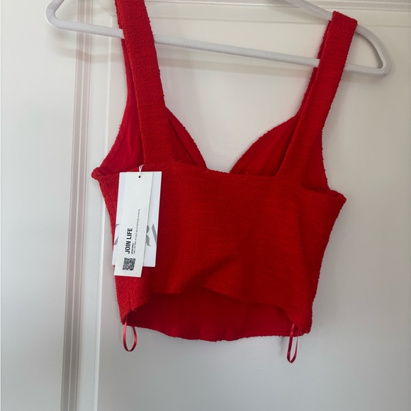 Zara Red Ribbed Corset Top - Picture 2 of 4